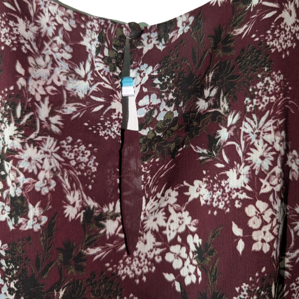 LAUNDRY BY SHELLI SEGAL WOMEN'S FLORAL SHIRRED SLEEVES AND SMOCKED WAIST SIZE M - Picture 11 of 11